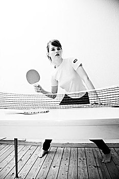 美女,玩,乒乓球