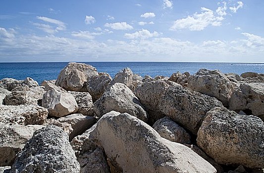 岩石海岸,加勒比海,墨西哥