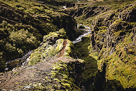 徒步旅行,瀑布,冰岛