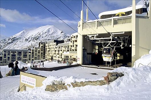法国,阿尔卑斯山,滨海阿尔卑斯省,2000年,冬天,胜地