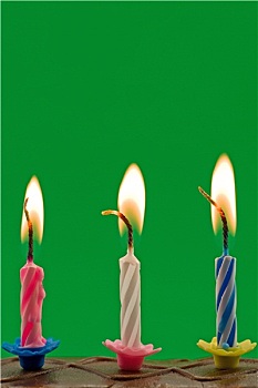 蜡烛,蛋糕,上方,绿色背景