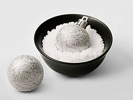 银球,圣诞树,器具,满,假的,雪