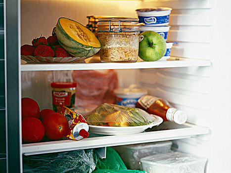 冰箱,满,食物