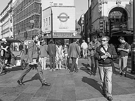 黑白,莱斯特广场,地铁,车站,伦敦