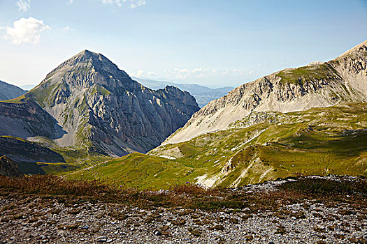 俯视,大萨索山,山,夏天,国家公园,亚平宁山脉,阿布鲁佐,意大利