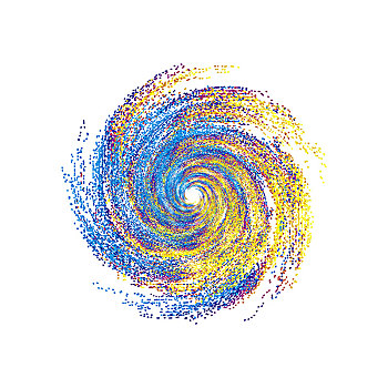 由彩色颗粒圆点构成螺旋状抽象图案背景