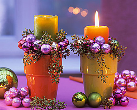 安放,蜡烛,桉树,圣诞节饰物