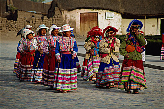 舞者,户外,教堂,小,乡村,柯卡谷,秘鲁