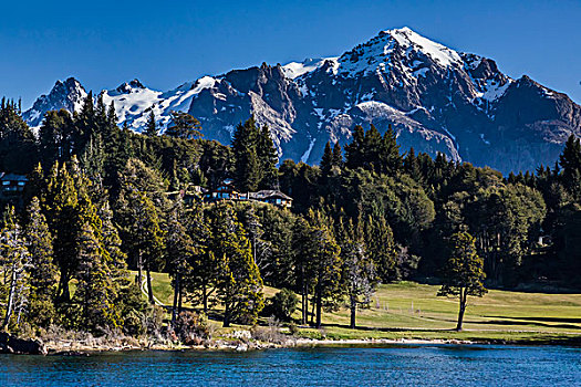 风景,海岸线,湖,山,纳韦尔瓦皮,国家公园,阿根廷