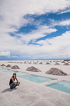 坐,女人,盐,地点,科多巴省,阿根廷
