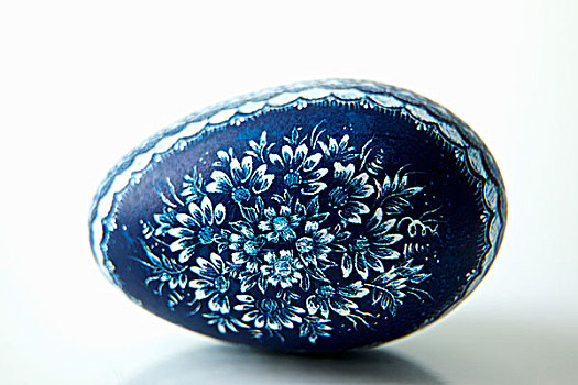 蓝色,波兰,涂绘,复活节彩蛋,白色背景