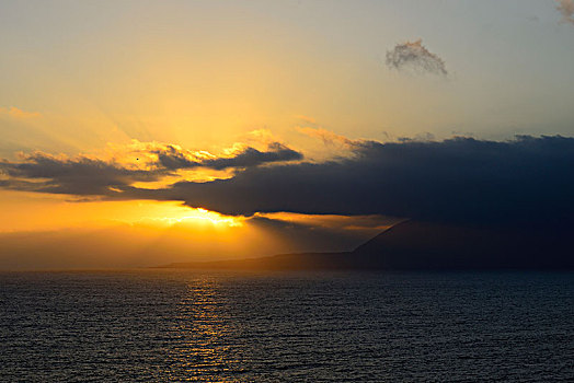 日落,上方,海洋,乌云,安托法加斯塔,区域,智利,南美