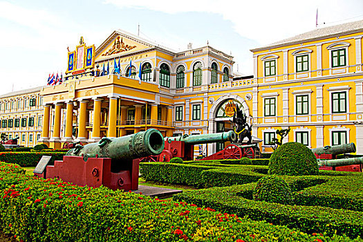 大炮,曼谷,泰国,建筑,花园,庙宇