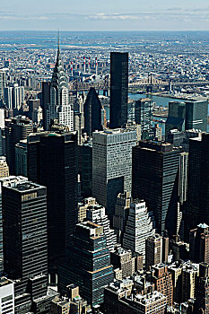 航拍,克莱斯勒大厦,高耸,高处,围绕,纽约