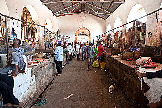 肉,市场,石头城,桑给巴尔岛,坦桑尼亚,非洲