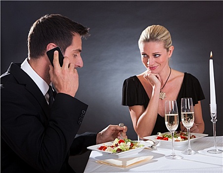 男人,手机,通话,餐饭