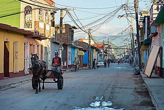 古巴,特立尼达,道路,马车