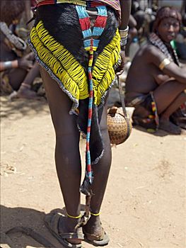 皮饰,裙子,女人,游牧部落,埃塞俄比亚西南部,生活方式,粗糙,国家