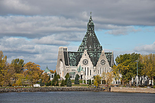 加拿大,魁北克,劳伦斯河,三个,河,教堂,大幅,尺寸