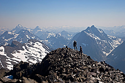 两个,攀登者,顶峰,山,公园,中心,温哥华岛,不列颠哥伦比亚省,加拿大