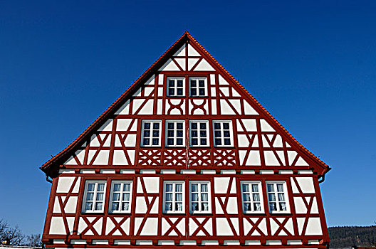 半木结构,建筑,城镇,上弗兰科尼亚,巴伐利亚,德国,欧洲