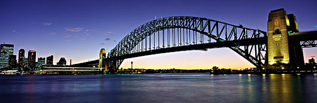 悉尼港,桥,日落