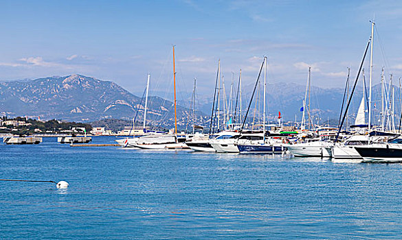 航行快艇,摩托艇,停泊,码头,阿雅克肖,科西嘉岛,岛屿,法国