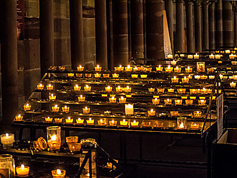 祈愿用具,蜡烛,斯特拉斯堡,大教堂,阿尔萨斯,法国,欧洲