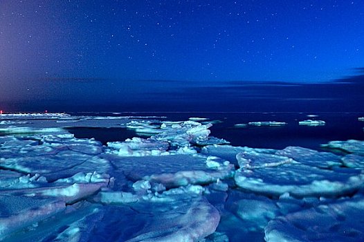浮冰,海洋,夜晚