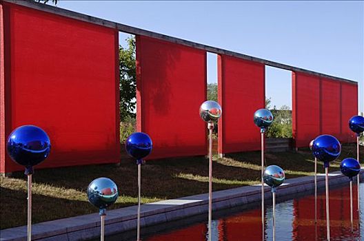 玻璃,球体,正面,红色,花园,展示,萨克森安哈尔特,德国,欧洲