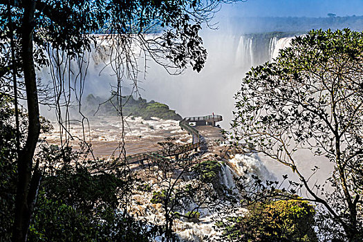 风景,伊瓜苏瀑布,步行桥,伊瓜苏国家公园,巴西