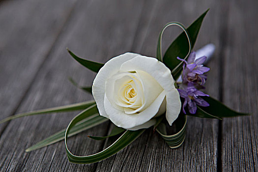 纽孔花束,白色蔷薇