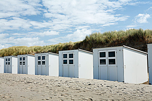 木质,海滩,小屋,蓝色,天空,靠近,自然,自然保护区,特塞尔,荷兰,欧洲
