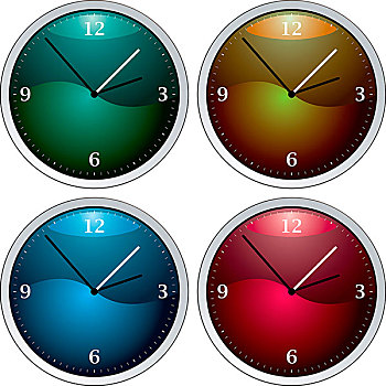 细菌传播,钟表,四个,彩色,时间
