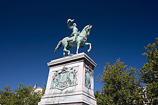地点,广场,骑马,雕塑,卢森堡,城市,欧洲