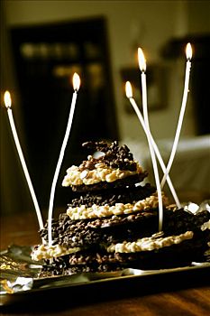 巧克力,米饭,蛋糕,五个,蜡烛,室内