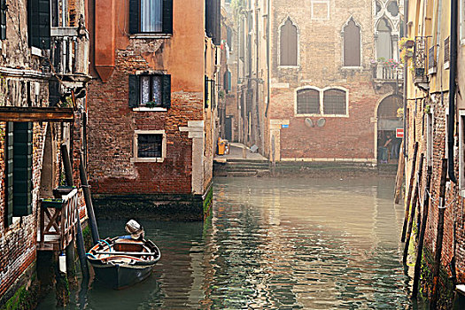 晨光,威尼斯,运河,古建筑,意大利