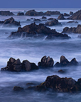 四个,定时暴光,海洋,海浪,海岸,石头