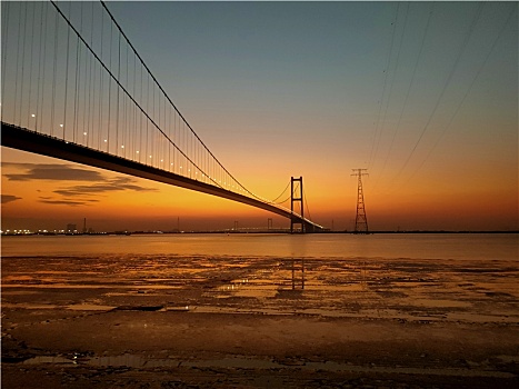 南沙大桥与夕阳晚霞