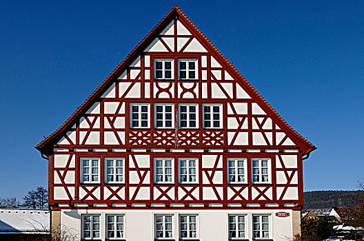 半木结构,建筑,城镇,上弗兰科尼亚,巴伐利亚,德国,欧洲