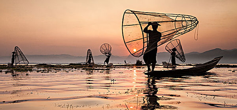 渔民,茵莱湖,缅甸