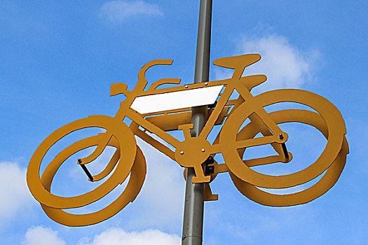 黄色,金属,自行车,空中,栅栏柱