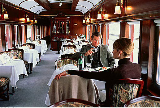 伴侣,就餐,汽车,列车
