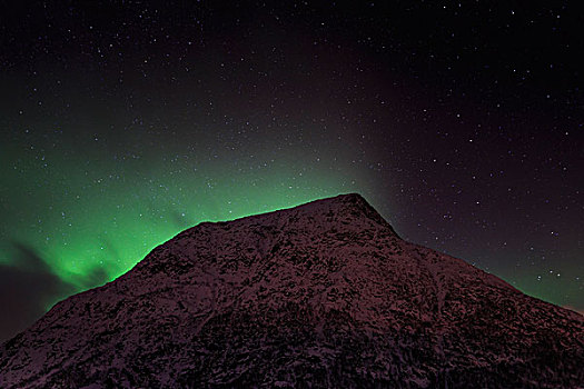 北极光,上方,山,罗弗敦群岛,诺尔兰郡,挪威,欧洲