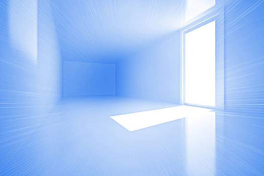 鲜明,蓝色,房间,窗户