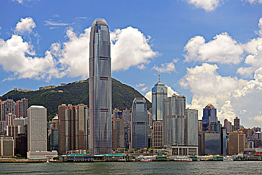 香港,天际线,岛屿,河,中国银行,左边,国际金融中心,塔楼,右边,九龙,中国,亚洲