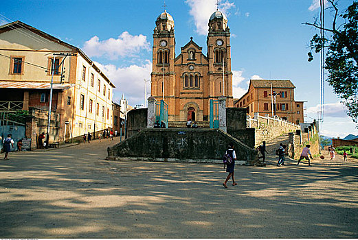 人,街道,大教堂,马达加斯加