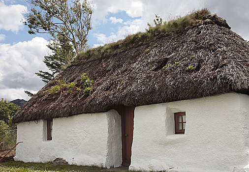苏格兰,高地,传统,茅草屋顶
