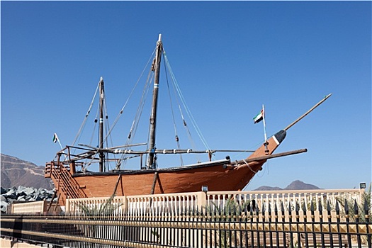 历史,木质,船,阿联酋