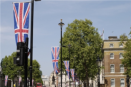 白厅,伦敦,英格兰,联合,旗帜,路灯